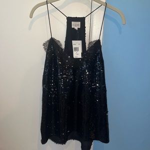 CAMI black sequin top. NEW NEVER WORN. WITH TAGS. Size M
